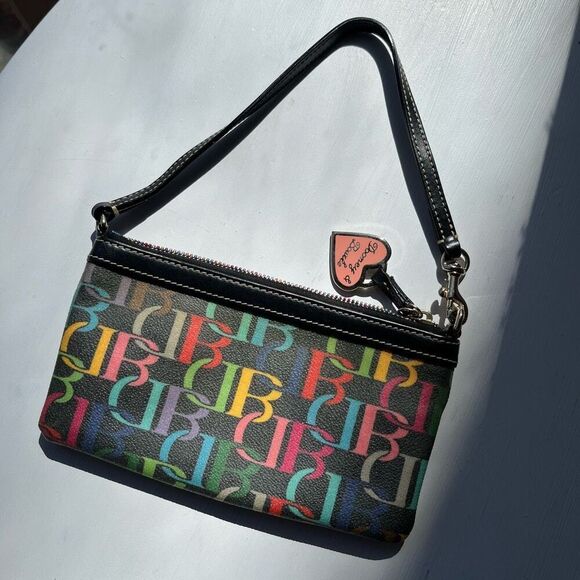 Y2K Dooney & Bourke Rainbow Monogram Wristlet Zip Pouch with Heart Tag - Picture 5 of 14
